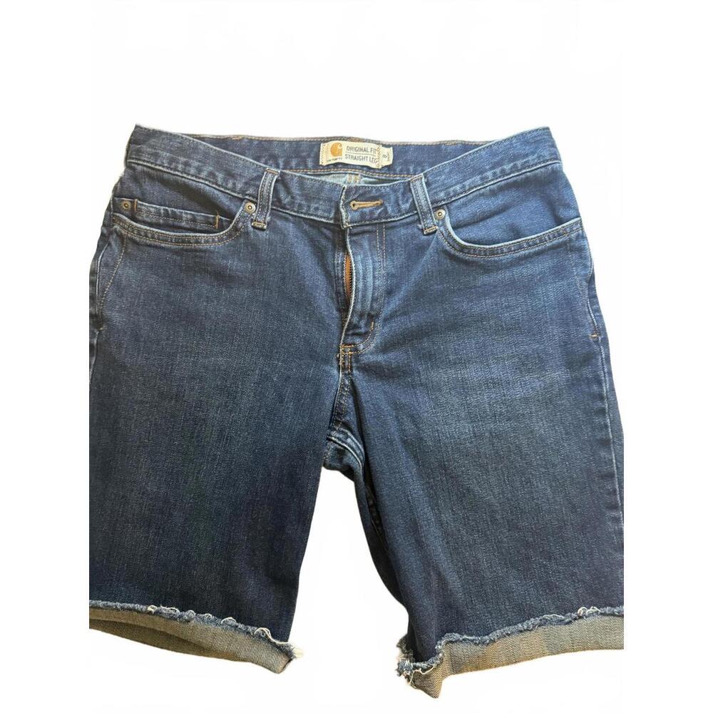CARHARTT Women's Size 6 Cut off Blue Denim Shorts. Original Fit Straight Leg.